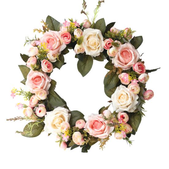 Artificial Rose Flower Wreath Window Door Decoration Ornament Showcase Garland