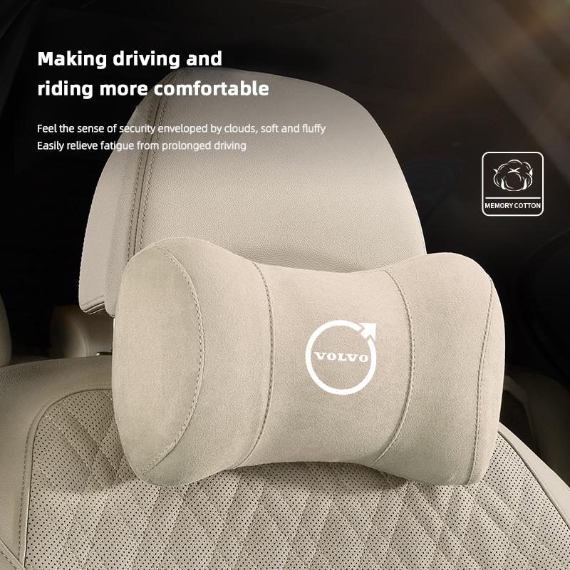 Car Seat Suede Memory Cotton Neck Pillow Headrest For Volvo Xc60 Xc90 V40 V60 S60 V50 V90 S80 C40 XC40 V70 XC70 C30 C70 Rdesign