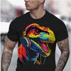 Nové letní pánské módní tričko Kreativní kreslené 3D tričko s potiskem dinosaura Pánské tričko Top