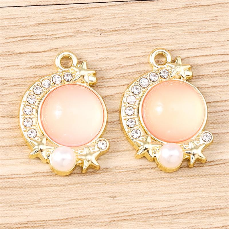 5pcs 14x20mm Elegant Colorful Crystal Moon Charms Pendants for Jewelry Making Drop Earrings Necklaces Bracelets DIY Crafts Gifts