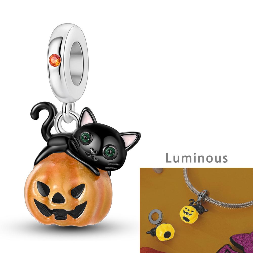 copper Plated Halloween Charm Bead Charms Pumpkin Skull Witch Bead Charms Compatible With Authentic Bracelets Do It Yourself Pendant Dangle Women Fine