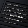 51 Pcs Punk Ring Set For Women Men Gothic Butterfly Heart Snake Angel Black 8 Design Match Ring Daily Wear Jewelry Gifts