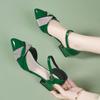 Women Sexy Party Green Patent Leather Buckle Strap Square Heel Shoes Lady Elegant Comfort Heel Pumps Sapatos Ab638