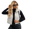 Gepolsterte Weste für Damen, leicht, Stehkragen, ärmellos, kurz, warm, Kordelzug am Saum, Reißverschluss, lässige Weste für Herbst und Winter