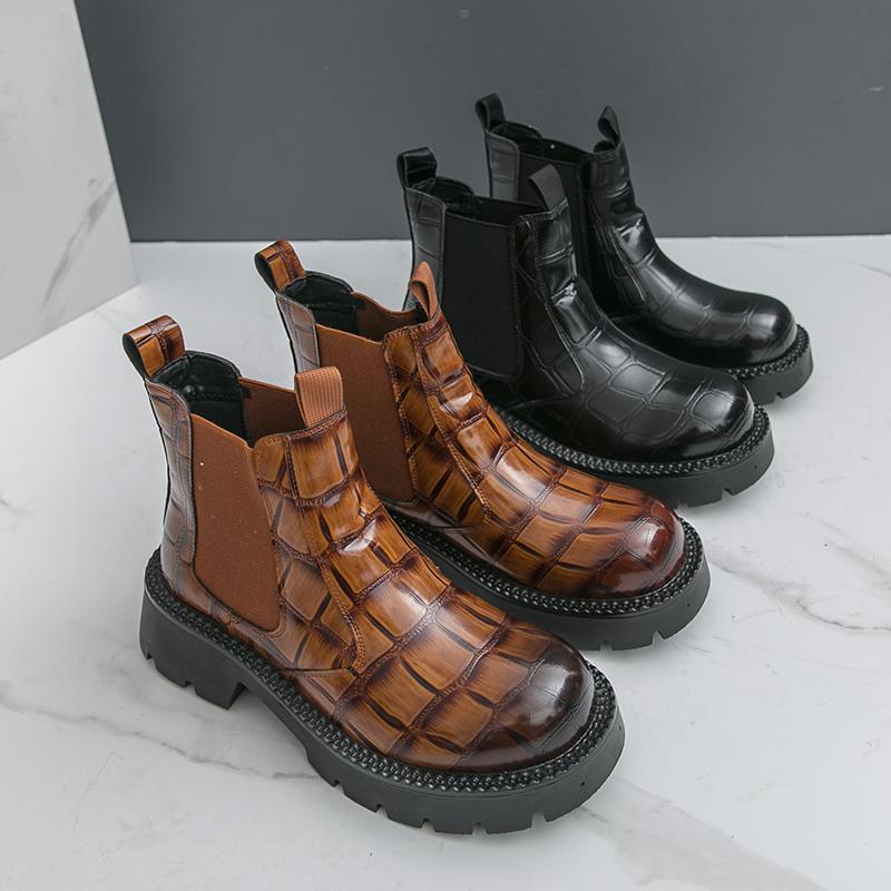 Winter Men Business Chelsea Boots Black-brown Thick-soled Anti-slip Comfortable Fashionable Work Boot Outdoor Training Boots Men