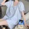 New ArrivalS Open Run Women S Check Frill Short Sleeve ShortS Sleepwear Set