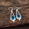 Swiss Blue Topaz Gemstone 925 Sterling Silver Jewelry Handmade Earrings For Her EE-14-1