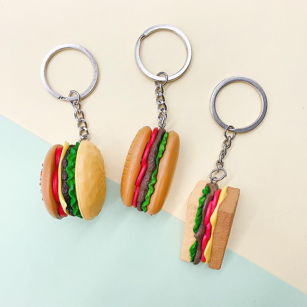 Kreatives Geschenk: Hamburger Sandwich Schlüsselanhänger & PVC Kuchen Pommes Anhänger für Schultaschen - Perfekt für Männer und Frauen!