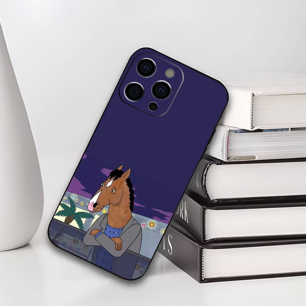 Coque de téléphone B-BoJack Horseman dessin animé pour iPhone 17,16,15,14,13,12,11,Plus,Pro,Max,Plus,XS, coque souple Silicone noir
