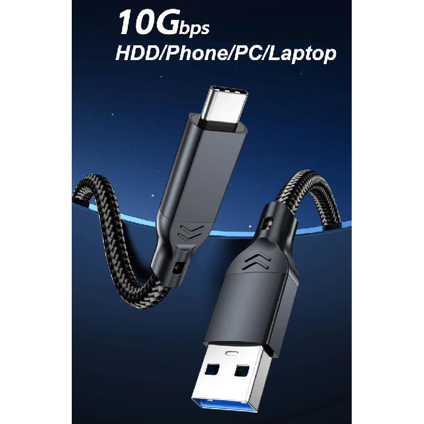 USB3.2 Type A To USB C Gen2 10Gbps Cable Data Transfer SSD Hard Disk NVMe Cable 3A 60W Fast Charging for iPhone 15 16 Samsung