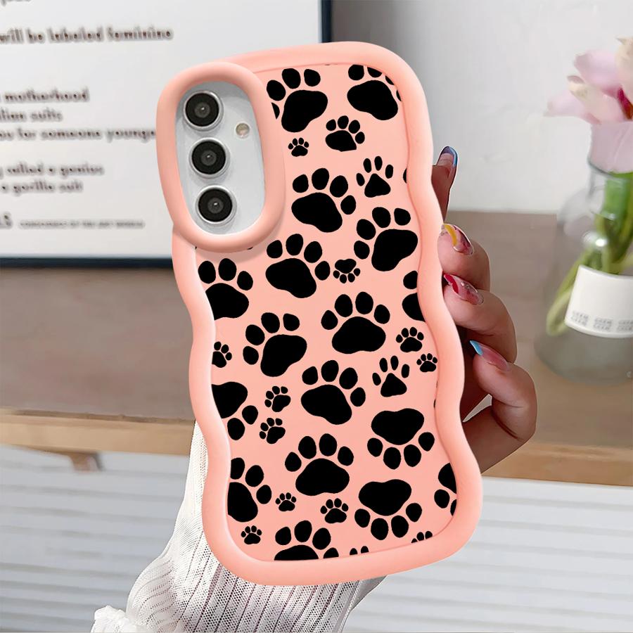 Housse de téléphone douce avec empreintes de pattes d'animaux mignones pour Samsung Galaxy A14 A13 A16 A12 A15 A11 A52 A21s A23 A03 A05 A22 A06 A33 A53 A04