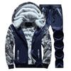 European and American Plus Size Winter Plus Velvet Long-sleeved Suit Men's Warm and Thickening Leisure Sports Two-piece Suit