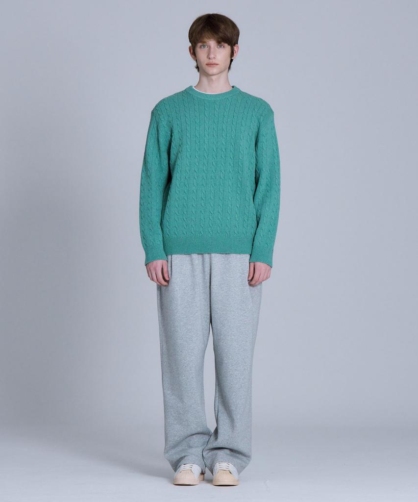 BASIC HOUSE Cable Round Neck Knit Mint Lykt7101 (Type A)