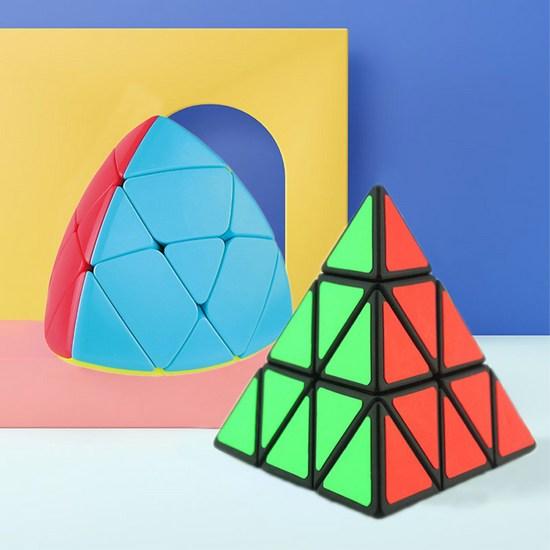 1+1 Pyraminx Cube Set Pyramid Triangle Magic Cube Bloco Especial Expert Triangle Twist Puzzle Block, quebra-cabeças populares coreanos
