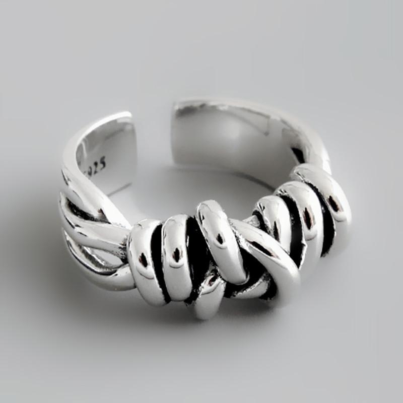 Foxanry Copper Color Vintage Woven Winding Rings For Women Line Knotted Opening Thai Copper Finger Ring Jewelry Creative
