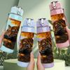 1PC Tiger On Golden Lake Sunset Scene Print 750ml Color Plastic Sports Water Bottle Leakproof Flip Straw Lid Suitable for Sports Office Home Use