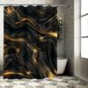 Luxurious Shimmering Black Gold Shower Curtain Modern Wave Design For Bathroom Decor