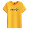 Hello M-6XL Pure Cotton Mens Short-sleeved T-shirt Round Neck Boy Casual Tee Shirt