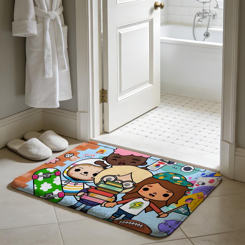 Toca LLife World Spiel Bodenmatte Weiche Flanell-Saugmatte Rutschfester Teppich Zuhause Schlafzimmer Badezimmer