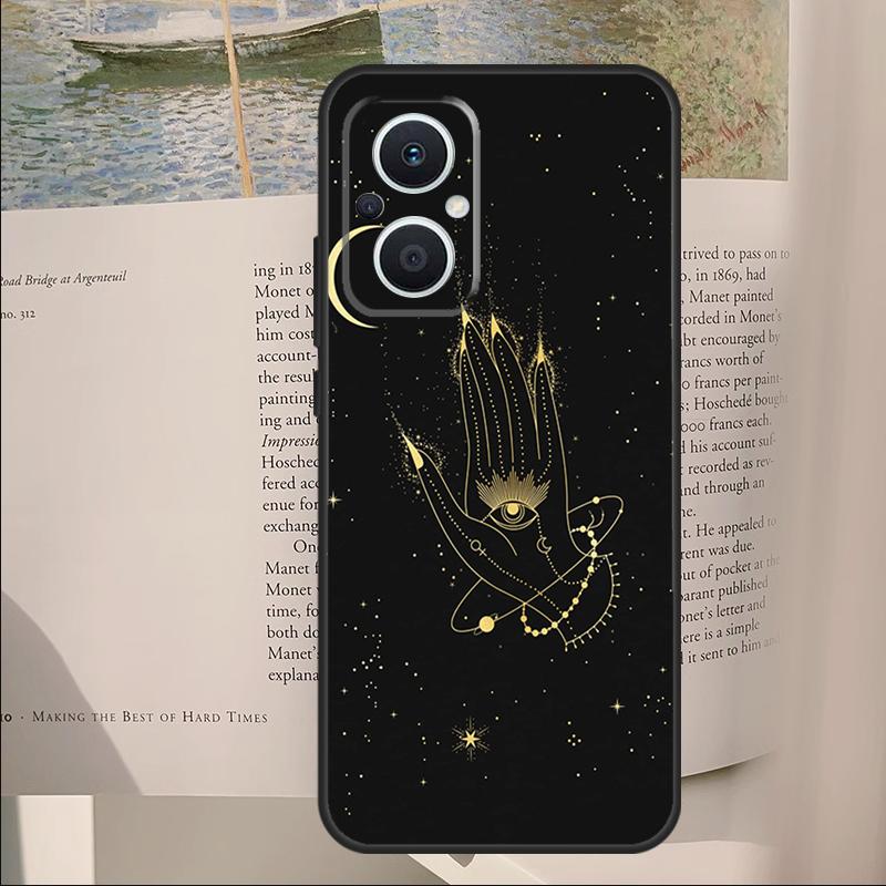 Fortune Telling Moon Stars Hands Art Cover For OPPO Reno 11F 12F 13F 14F 10 11 12 13 14 Pro 7 8 Lite OPPO Find X6 X8 X9 Pro Case