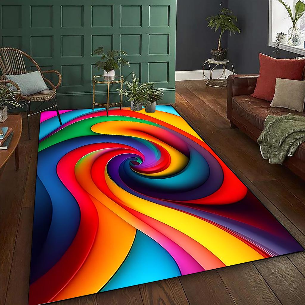Vibrant Irregular Abstract Art Pattern Carpet, Easy To Clean and Stain-resistant, Outdoor Carpet Crystal Velvet +
