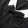 LEDIN Textured Contrast Collar Mini Dress
