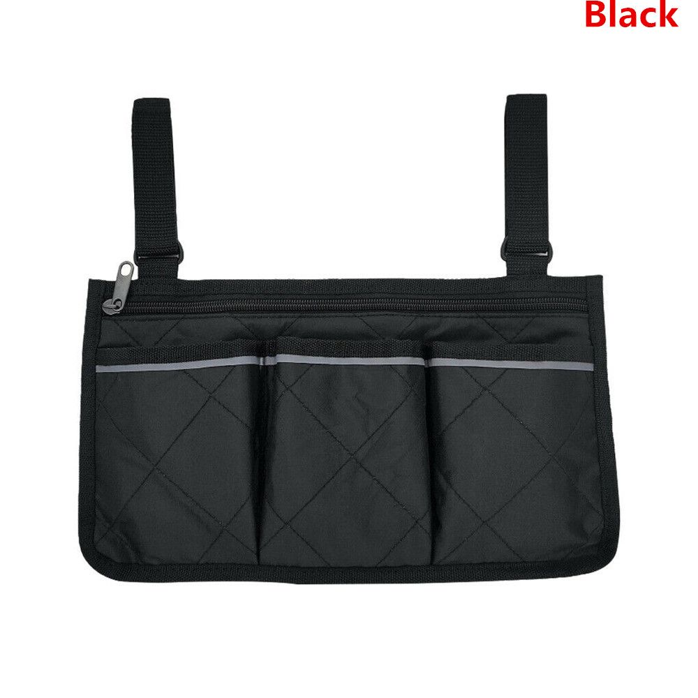 Universal Reflective Strip Durable Storage Bag Wheelchair Side Bag Pocket Organizer Armrest Pouch