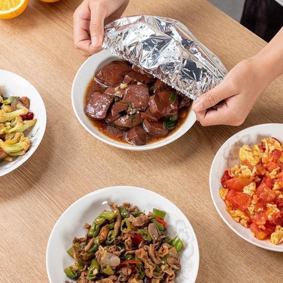 Aluminum Foil Film Insulation Cover Heat-Resistant Food Covers for Kitchen Elastic Freshness Keeping Bags Aluminium Foil Food Storage Covers MIT