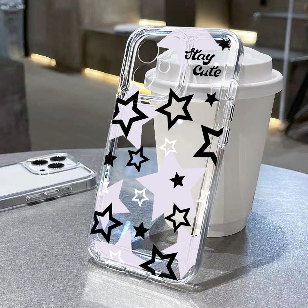 INS Star Clear Phone Case For IPhone 17 16 15 14 13 12 11 Pro Max Case 17Air 16E 15 Plus Soft Shockproof Silicon Cover Fundas