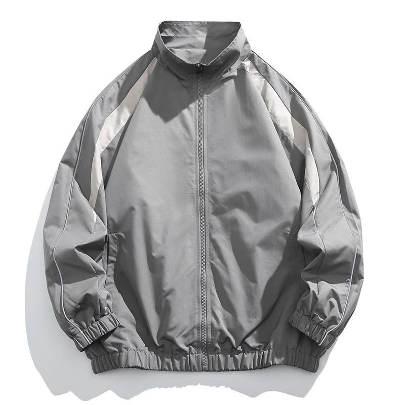 Stand-up Collar Jacket Spring and Autumn Men's and Women's Hong Kong Style Trend Contrasting Color Loose Baseball Jacket