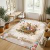 Easter Bunny Theme Crystal Velvet Rug Personalized Custom Name Text Soft Floor Mat Home Decor