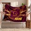 Brisbane Broncos Flannel Blanket, Custom Name Text Personalized Soft Throw Blanket Home Decor Gift