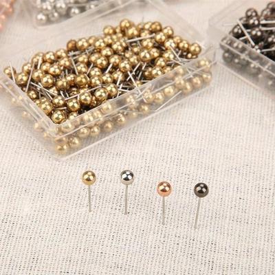 480/500Pcs Push Pin with Clear Plastic Box Metallic Color Round Ball Head Cork Bulletin Board Whiteboard Wall Map Photo Fixing Thumbtack Office