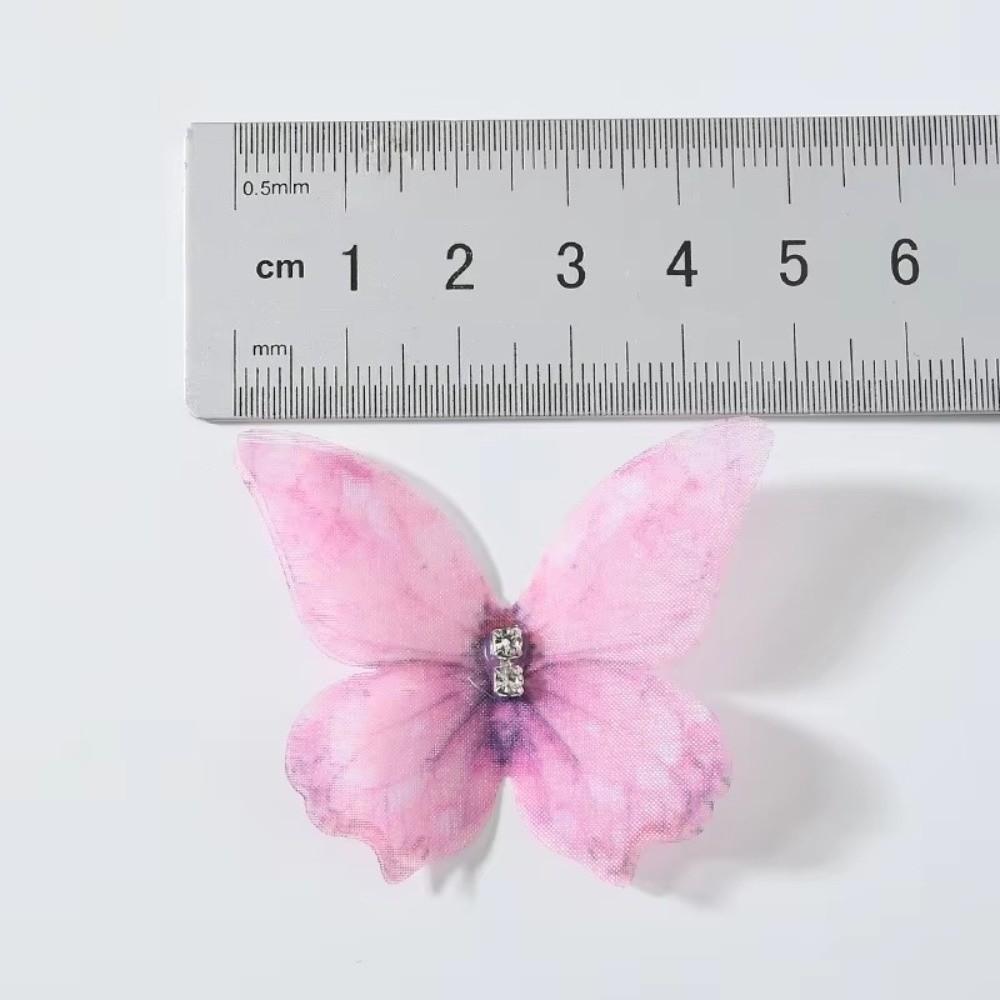 50Pcs 3D Organza Fabric Butterfly Appliques Colorful Translucent Chiffon Butterfly Embroidered Patches Double-layer