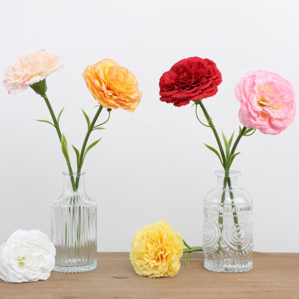 Single Stem Artificial Carnation Silk Flower, Real Touch Fake Blooms for Wedding Home Decor, Floral Arrangement
