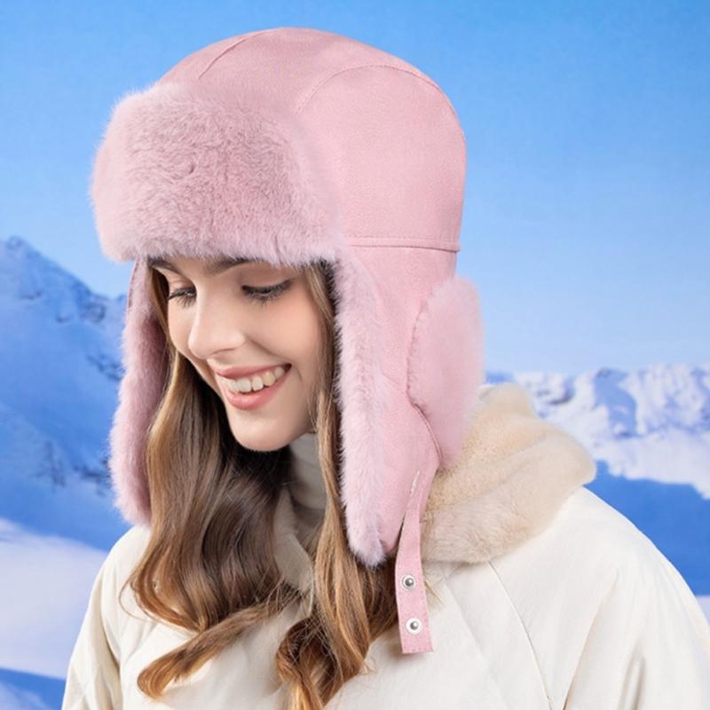 Winter Trapper Hat with Ear Flaps for Women Windproof Thick Fleece Lining Ski Hat Earflap Caps for Outdoor Activity