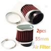 55mm Red FOR Motorcycle Scooter Air Filters High Flow Air Pods Cleaner Durable*2