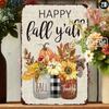 Metal Wall Art Sunflower Pumpkin Fall Sign Home Decor 20x30cm
