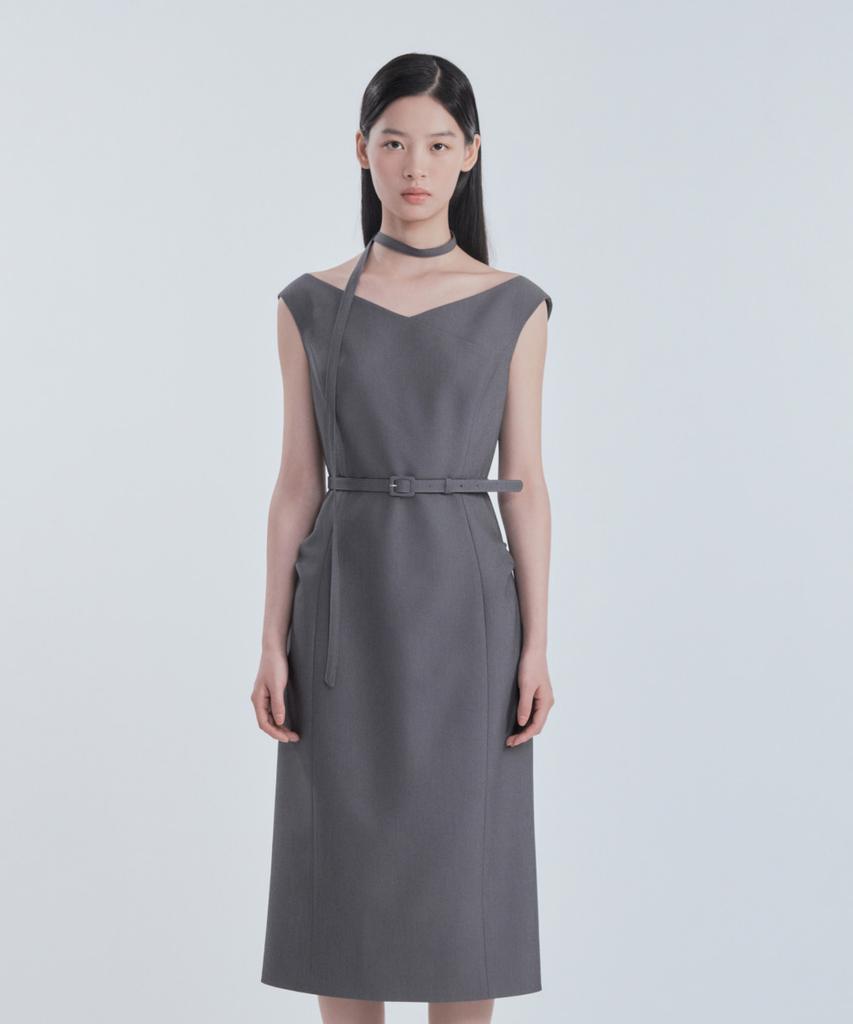 Mausolleum Sienna Semi Off-Shoulder Maxi Dress - Gray