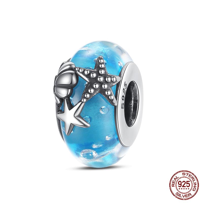Nové 925 Sterling Silver Ocean Series Mořské panny Shell Charms Korálky Fit Fasion 925 Originální náramky Jemné narozeninové šperky DIY
