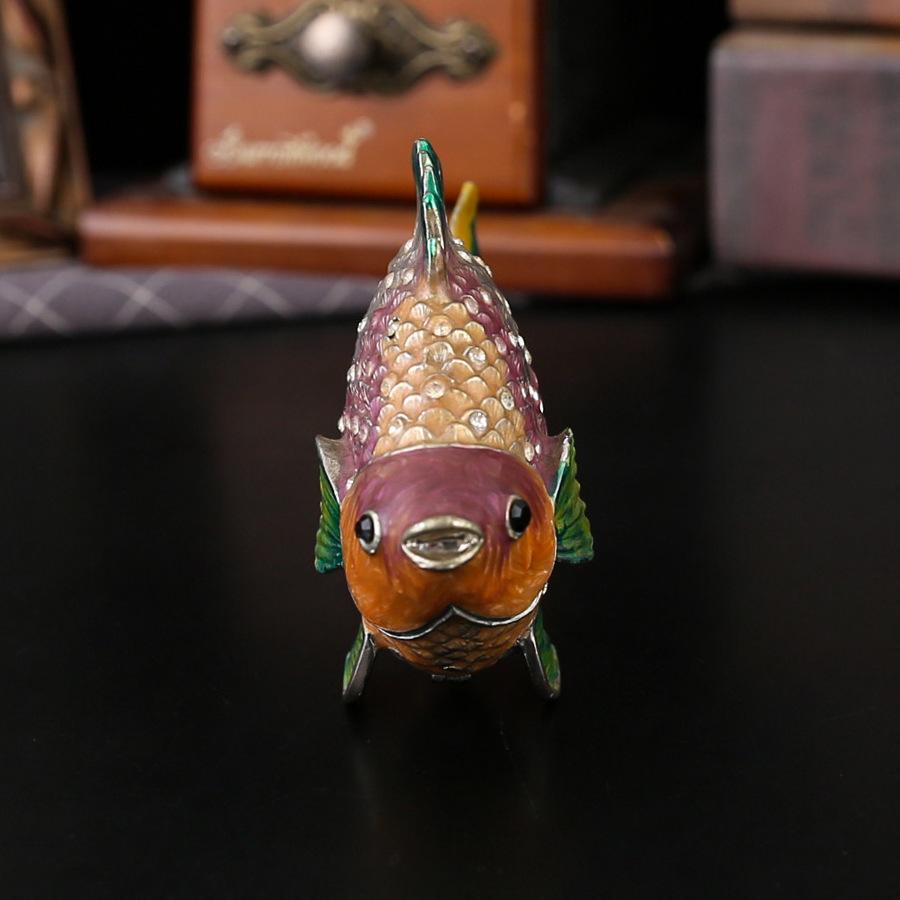 Retro Clownfish Ornament Jewelry Box with Lid Enamel Collection Jewelry Storage Box Diamond-encrusted Metal Handicrafts