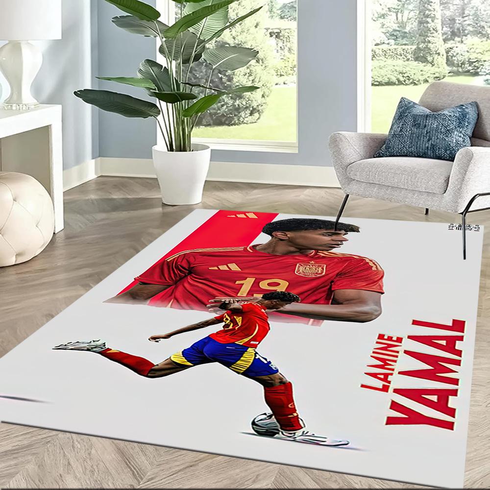 Yamal Kicks The Ball Square Rugs Are a Great Choice for Living Rooms, Bedrooms, Home Décor, and As Gifts.