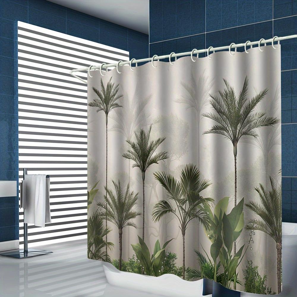 Tropical Forest Shower Curtain Set, Water-Resistant Polyester, 12 Eyelet Hooks, Machine Washable, Modern Home Bathroom Decor