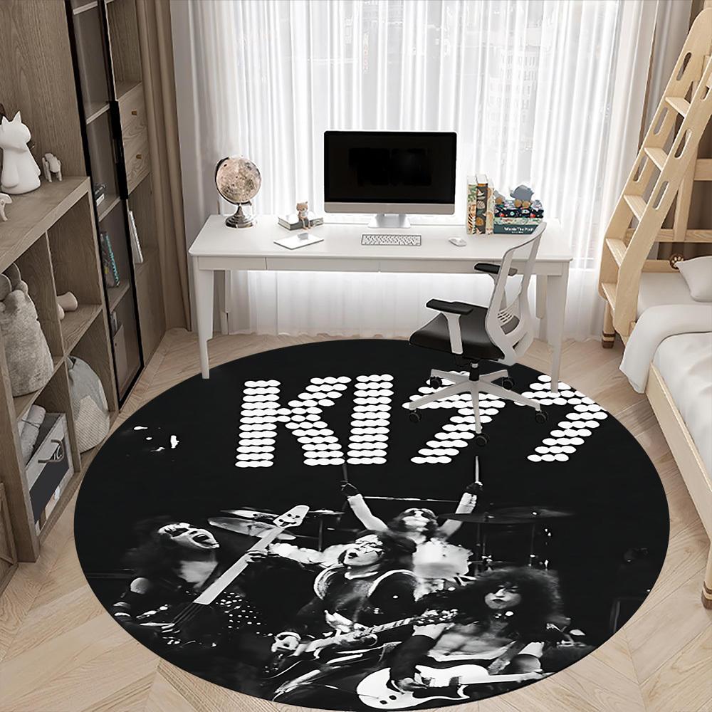 1pc KISS Rock Office Round Area Rug, Under Office Chairs Bedroom Living Room Home Decor A1016303