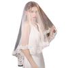 Lace Flower Trimmed Wedding Veil Short Bride Veil Headpiece for Bridal Shower Wedding Ceremony Head Accessories