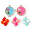 1 Piece Waterproof 304 Stainless Steel Charms Round Flower 18K Gold Plated Enamel Pendants For DIY Necklace Jewelry Making