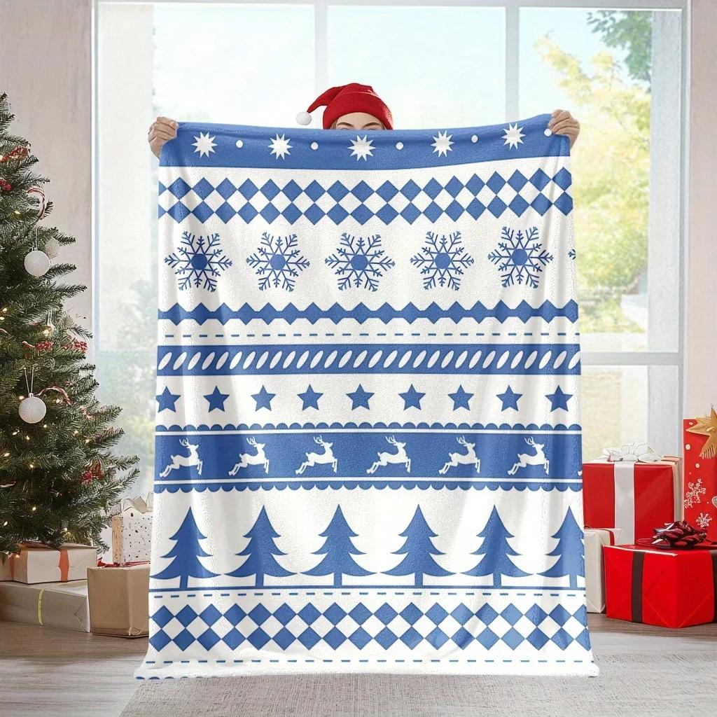 pc Bohemian Style Christmas Flannel Throw Blanket Soft SkinFriendly Lounge Sofa Shawl with Digital Print AllSeason Multipurpose