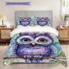 Owl Pattern Bedding Quilt Set Quilt Cover Pillowcase Home Decoration Birthday Gift (1 * Duvet Cover + 2 * Pillowcase, Without Core)