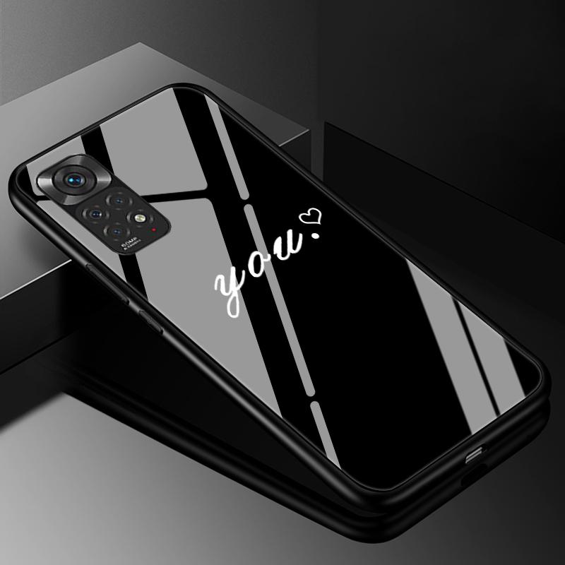 For Redmi Note 11 Cases Note 11S Tempered Glass Hard Back Cover For Xiaomi Redmi Note 11 12 13 Pro Plus 5G Case Funda Note11 S