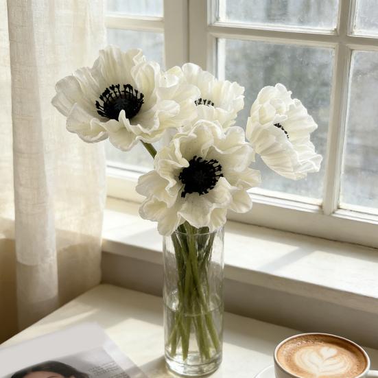 11,8" Künstliche Blume Langer Stiel Realistischer Kunstseide Ranunculus Strauß für Zuhause Küche Hochzeit Dekoration Blumengesteck Frühling Tisch